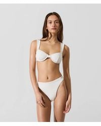 KARL LAGERFELD - Textured Faux-Pearl Wired Bikini Top - Lyst