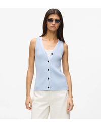 KARL LAGERFELD - Logo V-Neck Knit Top - Lyst