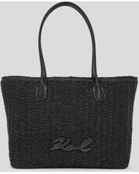 Karl Lagerfeld - K/Signature Kleine Strand-Tote-Bag Aus Bast, Frau, Größe - Lyst