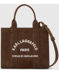 KARL LAGERFELD - Rue St-Guillaume Mini Faux-Suede Tote Bag - Lyst
