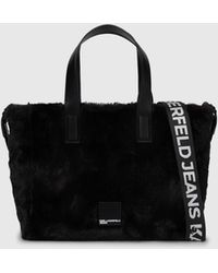 KL Jeans - Box Logo Furry Mini Tote Bag - Lyst