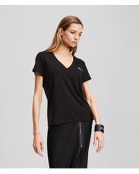 Karl Lagerfeld - Signature T-Shirt Mit V-Ausschnitt - Lyst