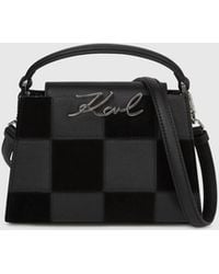 KARL LAGERFELD - K/Signature Checkered Top Handle Bag - Lyst