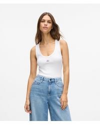 KARL LAGERFELD - Autograph Ribbed Tank Top - Lyst