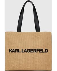 KARL LAGERFELD - Logo Large Square Woven Beach Bag - Lyst