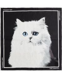 KARL LAGERFELD - Ikon Choupette Silk Scarf - Lyst