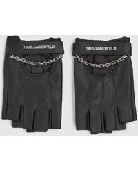 KARL LAGERFELD - Chain Detail Fingerless Gloves - Lyst