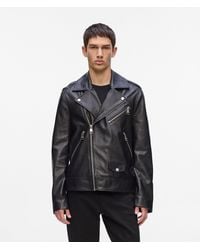 KARL LAGERFELD - Karl Essential Leather Jacket - Lyst