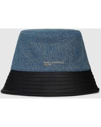 KL Jeans - Faux-Leather And Denim Bucket Hat - Lyst