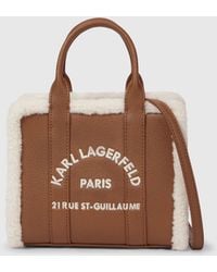 KARL LAGERFELD - Rue St-Guillaume Mini Faux-Shearling Tote Bag - Lyst