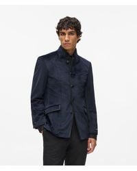 KARL LAGERFELD - Velvet High-Stand Collar Jacket - Lyst