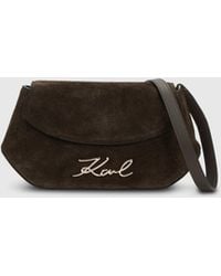 KARL LAGERFELD - K/Signature Curved Suede Crossbody Bag - Lyst