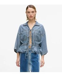 KL Jeans - Short-Sleeved Tie Front Denim Shirt - Lyst