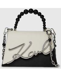 KARL LAGERFELD - K/Signature Faux-Pearl Top Handle Bag - Lyst