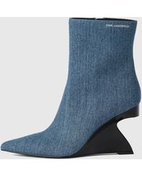 KARL LAGERFELD - Waverely Denim Midi Boots - Lyst