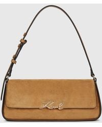 KARL LAGERFELD - K/Signature Suede Shoulder Bag - Lyst