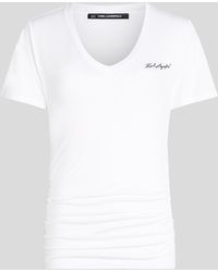 Karl Lagerfeld - T-shirt Froncé À Col V Karl Signature - Lyst