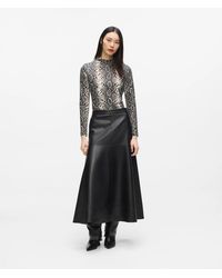 KARL LAGERFELD - Faux-Leather Midi Skirt - Lyst