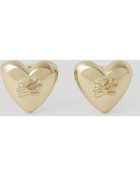 Karl Lagerfeld - Logo-embossed Heart-stud Earrings - Lyst