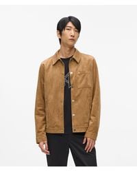 KARL LAGERFELD - Faux Suede Trucker Jacket - Lyst