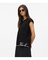KARL LAGERFELD - Signature Hem Tank Top - Lyst