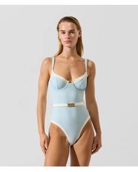 KARL LAGERFELD - Signature Belted Swimsuit - Lyst