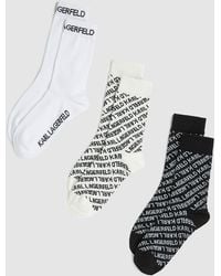 KARL LAGERFELD - All-Over Logo Socks – 3-Pack, Multicoloured - Lyst
