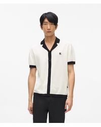 KARL LAGERFELD - Monogram Knitted Polo Shirt - Lyst