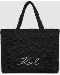 KARL LAGERFELD - K/Signature Crochet Beach Bag - Lyst