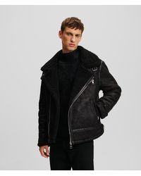 Karl Lagerfeld - Faux-suede Shearling Biker Jacket - Lyst