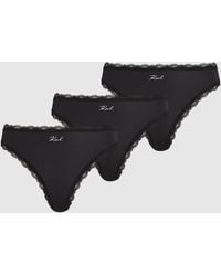 KARL LAGERFELD - Signature Lace Trim Thong – 3-Pack - Lyst