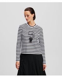 KARL LAGERFELD - Ikon Stripe Long-Sleeved T-Shirt - Lyst