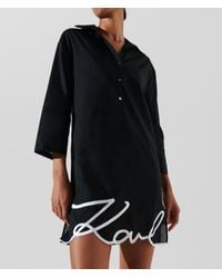 Karl Lagerfeld - Dna Signatur Semi-Transparentes Strandkleid - Lyst
