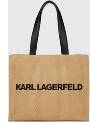 KARL LAGERFELD - Logo Large Square Woven Beach Bag - Lyst