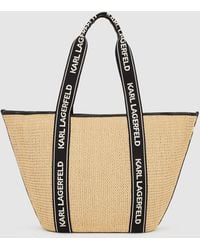 KARL LAGERFELD - Logo Woven Beach Tote Bag - Lyst