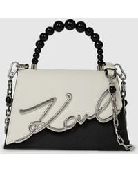 KARL LAGERFELD - K/Signature Faux-Pearl Top Handle Bag - Lyst