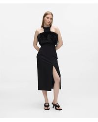 KARL LAGERFELD - Faux-Fur Trim Dress - Lyst