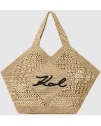 KARL LAGERFELD - Signature Crochet Large Beach Bag - Lyst