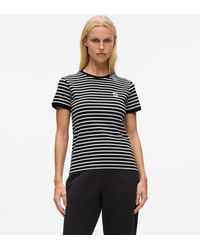 KARL LAGERFELD - Ikon Geripptes T-Shirt Mit Streifen, Damen, Größe - Lyst