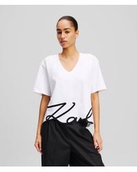 KARL LAGERFELD - Signature V-Neck T-Shirt - Lyst