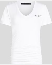 Karl Lagerfeld - Signature V-neck Ruched T-shirt - Lyst