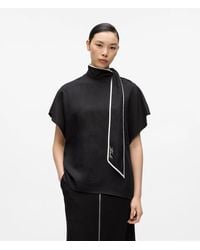 KARL LAGERFELD - Linen Blend Pipelined Blouse - Lyst