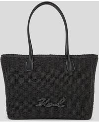 Karl Lagerfeld - K/Signature Kleine Strand-Tote-Bag Aus Bast, Damen, Größe - Lyst