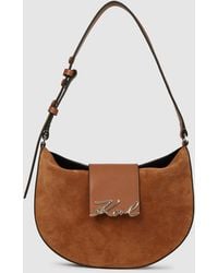 KARL LAGERFELD - K/Signature Suede Moon Bag - Lyst