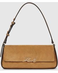 KARL LAGERFELD - K/Signature Suede Shoulder Bag - Lyst