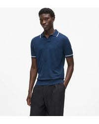 KARL LAGERFELD - Contrast Piping Knit Polo Shirt - Lyst
