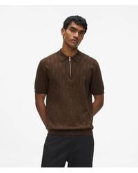 KARL LAGERFELD - Monogram Zip-Up Polo Shirt - Lyst