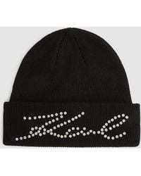 KARL LAGERFELD - K/Signature Rhinestone Beanie - Lyst