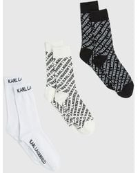 KARL LAGERFELD - All-Over Logo Socks – 3-Pack, Multicoloured - Lyst