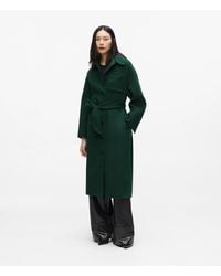 KARL LAGERFELD - Belted Long Wool-Blend Coat - Lyst